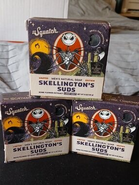 Dr. Squatch Skellington's Suds Men's Natural Soap - Limited Edition Set Of 3 NIB